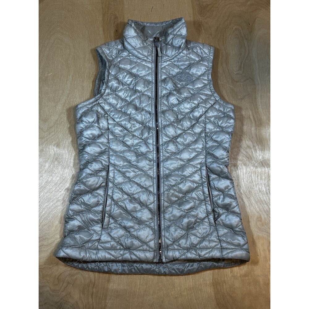 The North Face Thermoball Vest Womens Size XS Trekker Gray Quilted Full Zip